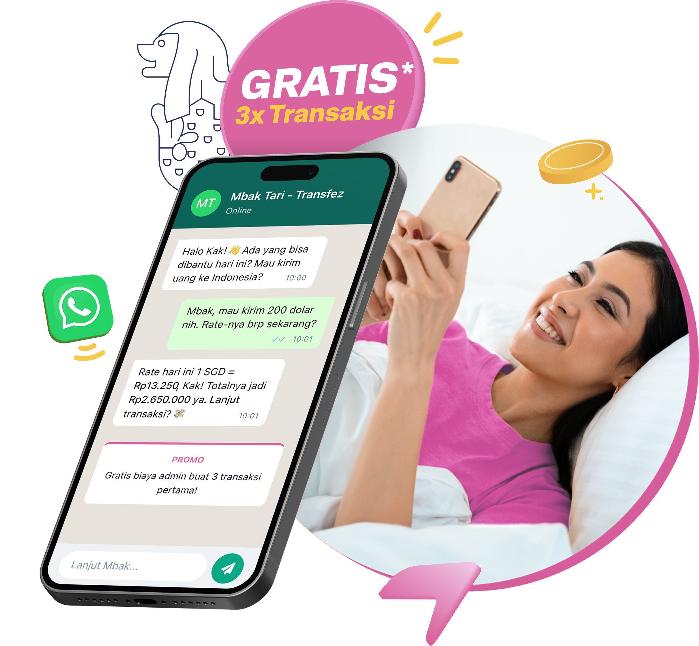 Transfez on WhatsApp — Mbak Tari